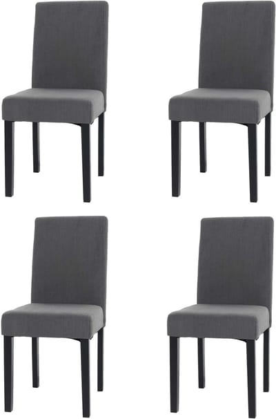 Set van 4 eetkamerstoel Littau, keukenstoel hoge rug, stof/textiel koord hout ~ donkergrijs, donkere poten