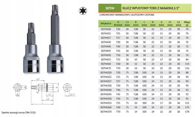 Jonnesway S07H4340 - Nasadeklus - TORX T40 - 100mm - Chrom-Vanadiumstaal