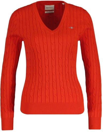 GANT Gebreide trui STRETCH COTTON CABLE V-NECK