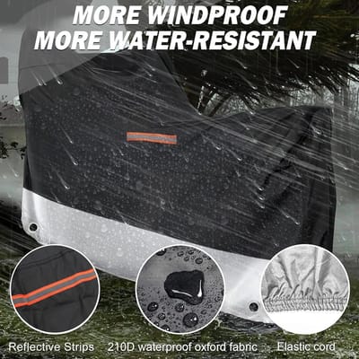 SnelShoppen - Motorhoes XXL - Waterproof Zwart - All Season Bescherming voor 116 inch Tour Bikes, Choppers en Cruisers - Stof- en Weerbestendig - Oxfo
