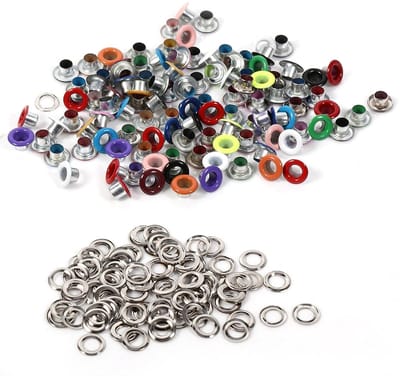 100 Sets 4mm Ronde Metalen Oogjes voor Scrapbooking en Leren Ambachten, Inclusief 100 Oogjes en 100 Ringetjes in Diverse Kleuren