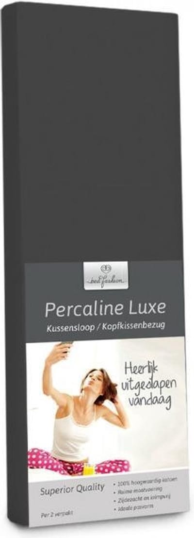Bed-Fashion katoenen slopen  Antraciet (per 2 st.) - 60 x 70 cm - Antraciet