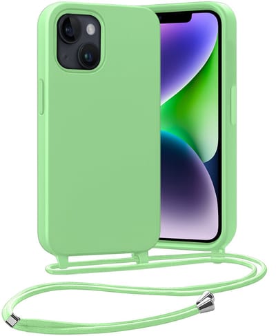Hoesje Geschikt voor iPhone 13 Mini Hoes Met Telefoonketting - Backcover Geschikt voor iPhone 13 Mini Case Met Koord - Groen