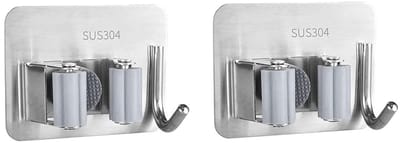 Dailygoods - 2 Pack Mop Bezem Houder - Zelfklevende Tool Organizer voor Badkamer en Keuken