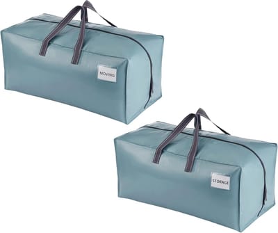 Verhuisdozen met Rugzakbanden - Kleding Opslag - Spullen Opbergen - Stabiel Metalen Frame - 66 Liter - Lichtblauw