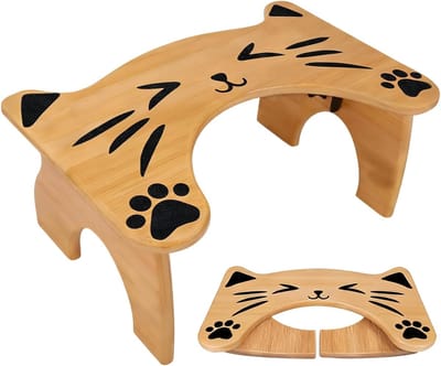 Toiletkruk - Opstapstoel Krukje - Stoelgang Ondersteuning - Inklapbaar Antislip Ontwerp - 18 cm Hoog - Houtkleur