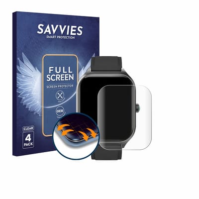 Savvies - Screenprotector voor FORRLITE Smartwatch 2.01" - Folie Beschermfolie transparant volledig dekking 4 Stuks