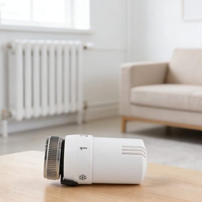 Thermostaatkraan - Verwarmingsklep - Temperatuur Regelen - M30x1.5 Draad - 8x4 cm - Wit