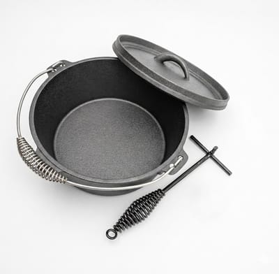 De Ultieme Gietijzeren Dutch Oven (Ø 25 cm) – Inclusief Luxe Deksellifter-4.25Ltr-Zwaar Gietijzer