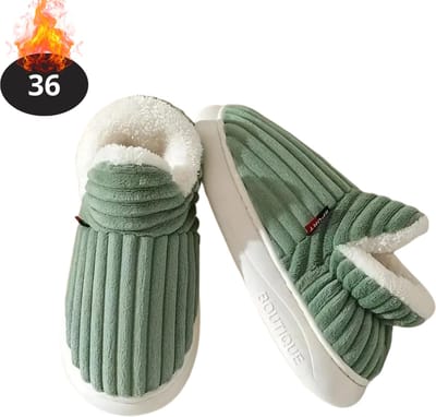 Nivard Warme Pantoffels - Sloffen - Slippers - Dames - Heren - Pluche - Maat 36 - Groen