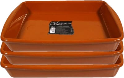 Concorde tapas ovenschaal - Set van 3x stuks - terracotta - rechthoekig - 4 liter - 32 x 23 x 5 cm
