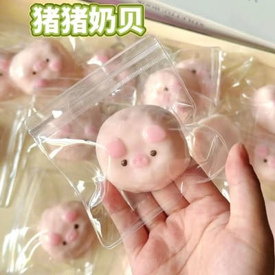 1 Stuk Roze Varken Squishy Speelgoed, Super Zachte Modderige Langzame Terugslag Stressbal, Schattige Marshmallow Textuur Decompressie Sensorisch Fidget Cadeau lichtgroene kleur