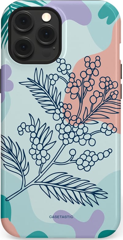 Casetastic Hoesje Geschikt voor Apple iPhone 12 Pro Max Magsafe - Stijlvolle Beschermende Duo-layer Case - Aquarel Bladeren