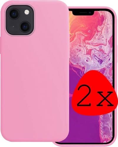 Hoesje 2 Stuks - Geschikt voor Apple iPhone 13 Mini - Sterk & Shockproof - Case Siliconen - Back Cover - Telefoon Hoes - Lichtroze