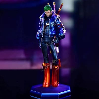 9.44in/24cm Figurine Anime One Piece Figurine Egghead Zoro Figurine d'Action en PVC Modèle de Collection Jouets Cadeaux blue