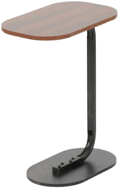 Ceruzo Bijzettafel - Bruin - Banktafel - Metaal met Hout - Koffietafel - C Shape - 45x28x60 cm