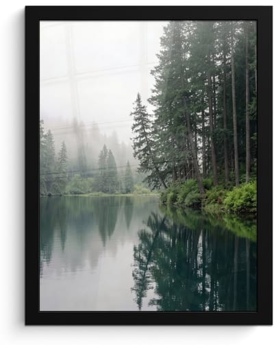 Poster in lijst - Fotolijst 30x40 cm - Posters - Bergen - Meer - Bos - Posterlijst zwart - Decoratie - Wanddecoratie woonkamer - Muurdecoratie slaapkamer