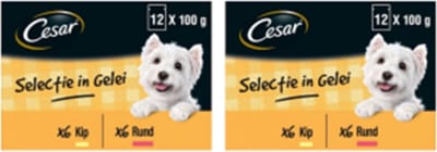 2x Cesar Maaltijdzakje Adult In Gelei Multipack - Hondenvoeding - 12x100g