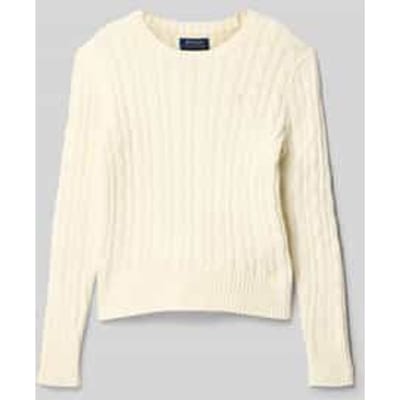 Gebreide pullover met kabelpatroon en labelstitching