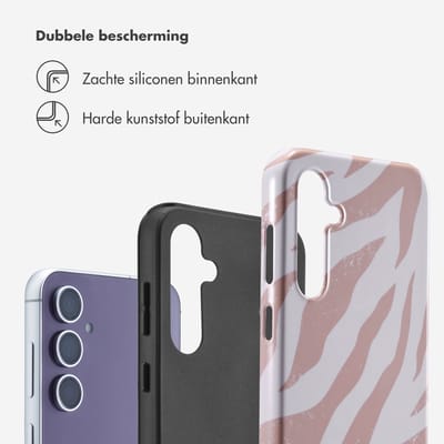 Selencia Hoesje - Geschikt voor Samsung Galaxy S23 FE - Backcover - Colorful Zebra Old Pink