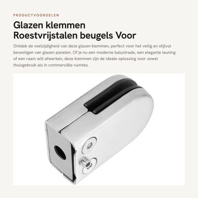 Dailygoods- Glazen Klemmen 10 Stuks - 6-8mm Roestvrijstalen Beugels - Klemhouder voor Glasplaat - Antislip Grip - Veilig en Stevig - Glasklem