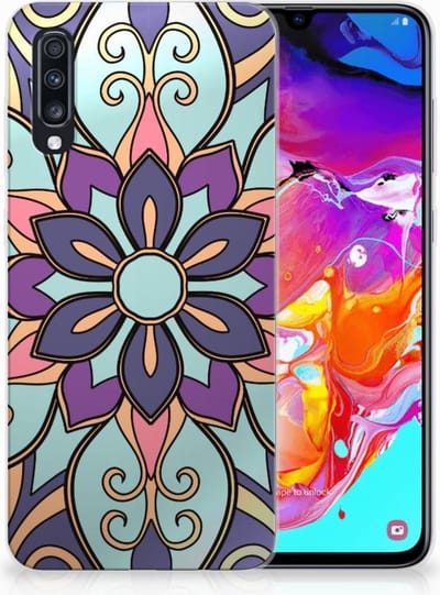 Samsung Galaxy A70 TPU Case Purple Flower