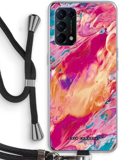 Case Company® - Hoesje met koord geschikt voor Oppo Find X3 Lite hoesje met Koord - Pastel Echoes - Telefoonhoesje met Zwart Koord - Bescherming aan alle Kanten en Over de Schermrand