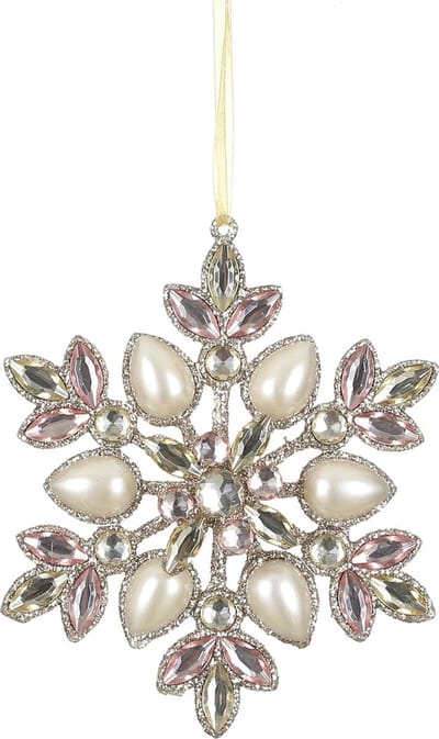 House Of Seasons Kerstboomhanger Sneeuwvlok 5 Cm Roze