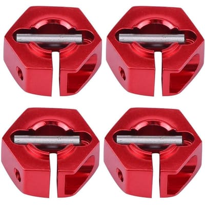 4 Stuks 12mm Zeskant Wielnaafadapters – Universeel voor 1/10 RC Auto's HSP Sakura – 5mm Hoogte, Rood