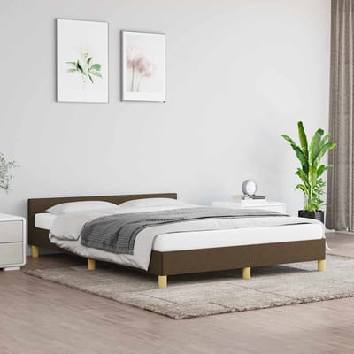 vidaXL - Bedframe - zonder - matras - stof - donkerbruin - 140x190 - cm