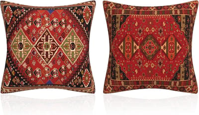 Set van 2 Retro Bloemenpatroon Kussenhoezen in Bohemian Stijl 45 x 45 cm, Ideaal voor Woondecoratie, Auto's en Kantoorinrichting
