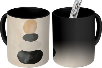 Magische Mok - Foto op Warmte Mokken - Koffiemok - Japandi - Wabi sabi - Beige - Magic Mok - Beker - 350 ML - Theemok