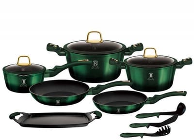 Berlinger Haus Emerald Serie - Pannenset - 12 Delig - Titaan - Soft Touch Handvatten