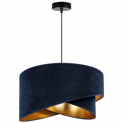 Light Home MEDIOLAN - Hanglamp 1-Lichts - Velours Kap Ø45 cm - Donkerblauw/Goud - E27