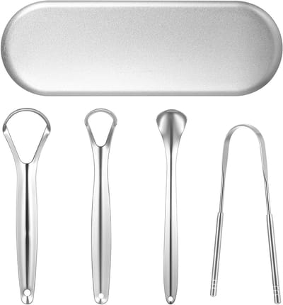 SnelShoppen - Tongschrapers Set - Metalen Tongreiniger voor Volwassenen - Duurzaam Roestvrij Staal - Ergonomisch Ontwerp - Mondverzorging en Frisse Ad