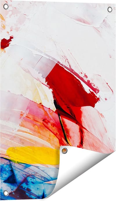 Gards Tuinposter Abstracte Kunst van Verf Kleuren - 40x60 cm - Tuindoek - Tuindecoratie - Wanddecoratie buiten - Tuinschilderij