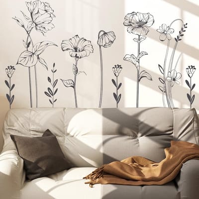 Dailygoods- Muursticker Bloem - Eenvoudig aan te brengen