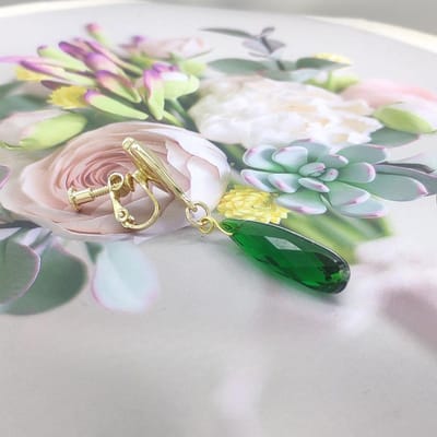 Boucles d'oreilles Goutte d'eau Anime, Le Twitter des filles de la maison de médecine est le même que le style autour, Boucles d'oreilles et clips d'oreilles sont des boucles d'oreilles polyvalentes Ear clip vert
