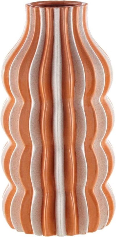 HomeBound by KY | Aardewerk vaas stripes | 24,5x24,5x47,5cm | bloemenvaas aardewerk