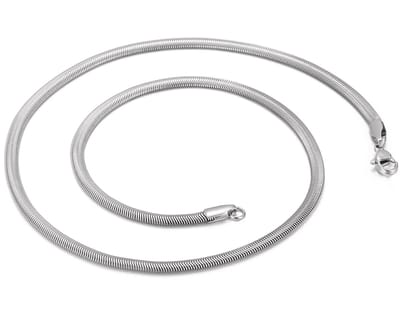 Platte Ketting van Slangen Schakels - Super Soepel - 6mm - Zilver kleurig - Kettingen Heren Dames - Papa Cadeau Voor Mannen - Vaderdag