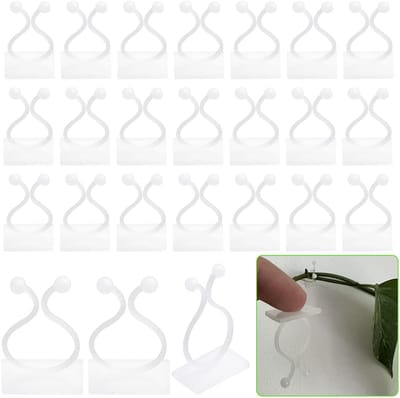 Plantenclips (20 mm + 25 mm), 2 maten plantenclips, wandhouder, plantenclips, plantenclips voor plantenbeveiliging, ondersteunt (wit)