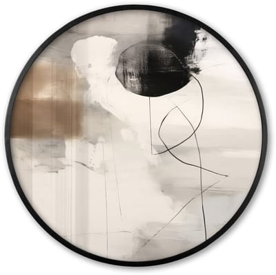Poster in lijst Rond - Fotolijst 60x60 cm - Posters - Abstracte kunst - Grijs - Industrieel - Ronde posterlijst zwart - Decoratie - Wanddecoratie woonkamer - Muurdecoratie slaapkamer