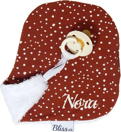 Wallabiezzz Speendoekje - Knuffeldoekje Met Naam - Kraamcadeau Meisje & Jongen - Extra Zacht - Gepersonaliseerd - Rood/Bruin