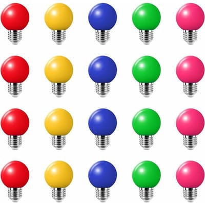 20 gekleurde gloeilampen - 3W - Enkelkleurige LED-lampen - E27 kleine lampen - Kerstverlichting - Feestverlichting - Kleine lampen - Decoratieve lampen