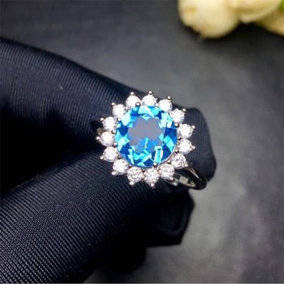 POMOiii 2ct Bloem Blauwe Vorm Prachtige Eenvoudige Opening Ringen Voor Vrouwen Zirkoon Verlovingsfeest Fijne Delicate Sieraden Gift Adjustable Opening