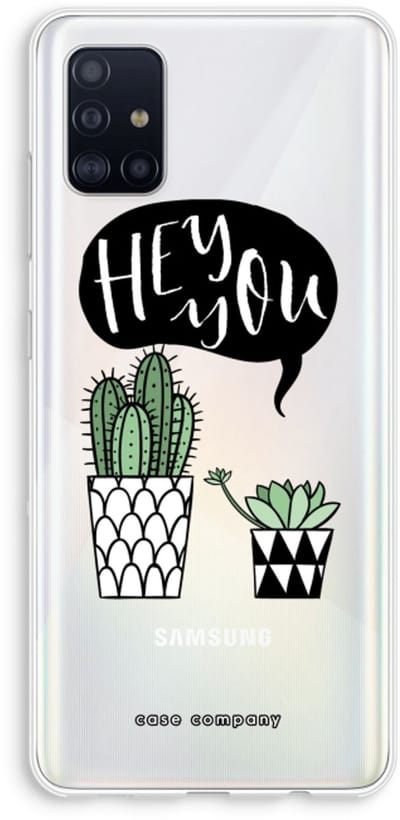 Case Company® - Hoesje geschikt voor Samsung Galaxy A51 4G hoesje - Hey you cactus - Soft Cover Telefoonhoesje - Bescherming aan alle Kanten en Schermrand