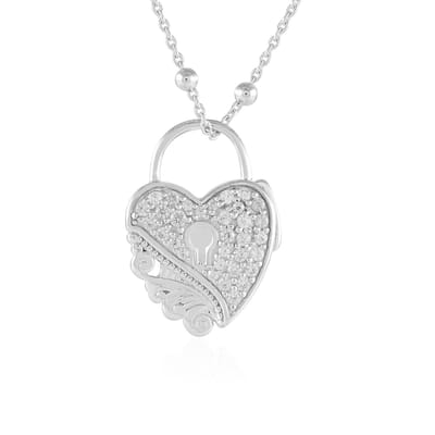 Cavill - Zilveren Halsketting 925 Sterling Zilver Gerhodineerd - Hartvormige Hanger met 0,54 ct Cambodjaanse Zirkonia's - Verstelbaar Elegant Sieraad