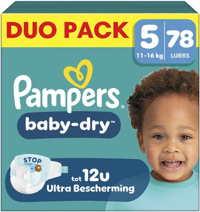 Pampers Baby-Dry Maat 5 - 78 Luiers - 11kg-16kg - Tot 100% lekvrij & comfortabele nacht