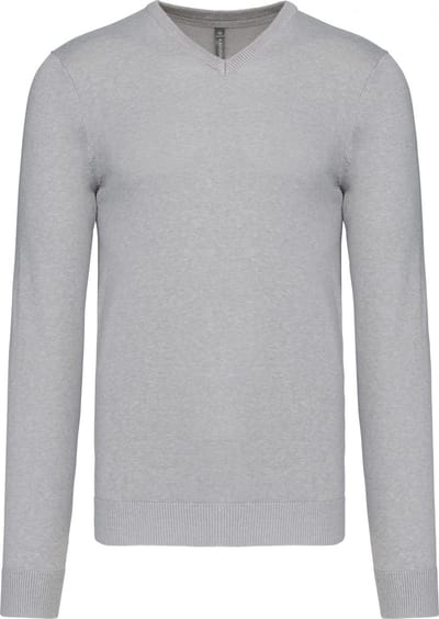 Pullover/Cardigan Heren M Kariban V-hals Lange mouw Grey Melange 50% Katoen, 50% Acryl