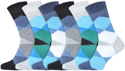 Geruite herensokken | Katoen | Merk: Gianvaglia | Kleur: Blauw | Maat: 39-42/ 43-46 | 6 Paar